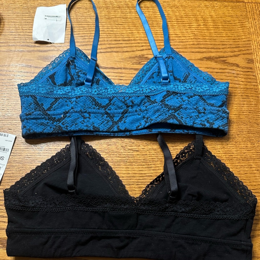 2 Jenni Bralettes 1 Blue Print & 1 Black NWT Size Small - Picture 6 of 12